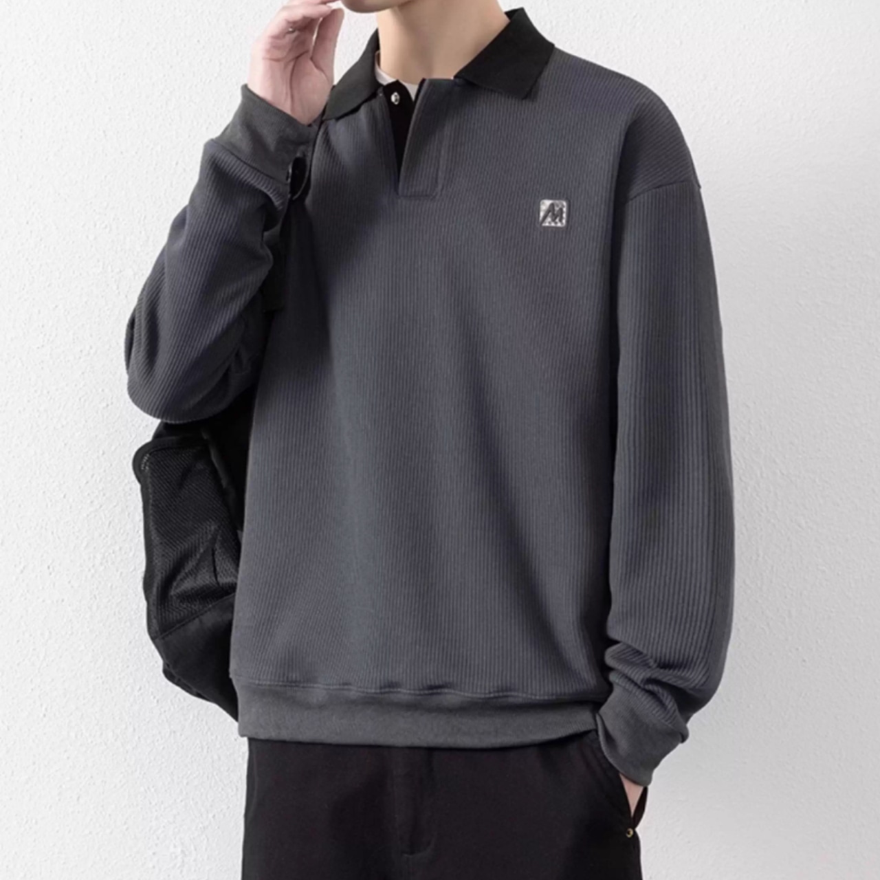 ドロップショルダー ニットポロシャツ af0381