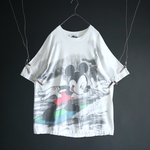 90s' vintage " MICKEY " front & back print design white Tee