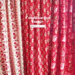 ブロックプリント生地【50cm単位】インド綿 ストライプ柄 白×赤×ピンク #27061-RD3