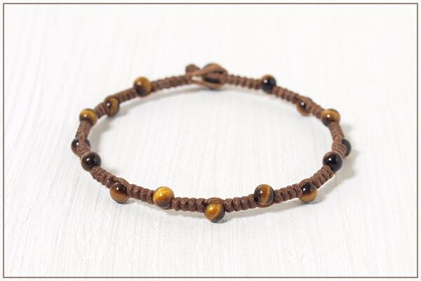 タイガーアイ4ミリ玉つゆマクラメブレスレット