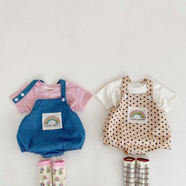 BABY　デニム  ドット　サロペット　