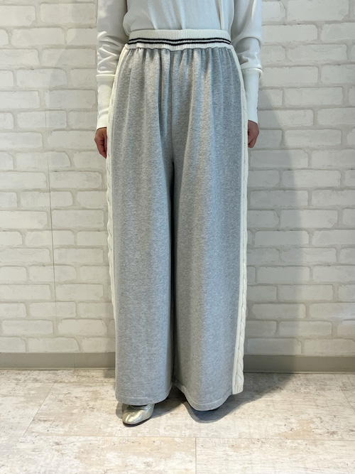 PASSIONE/546603/ニット切り替えスウェットワイドパンツ(グレー)