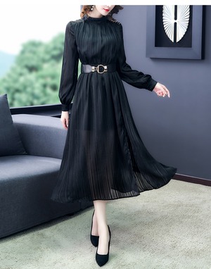 ★送料無料★9号(M)☆透け感が美しいレイアードワンピ[OPN3596]