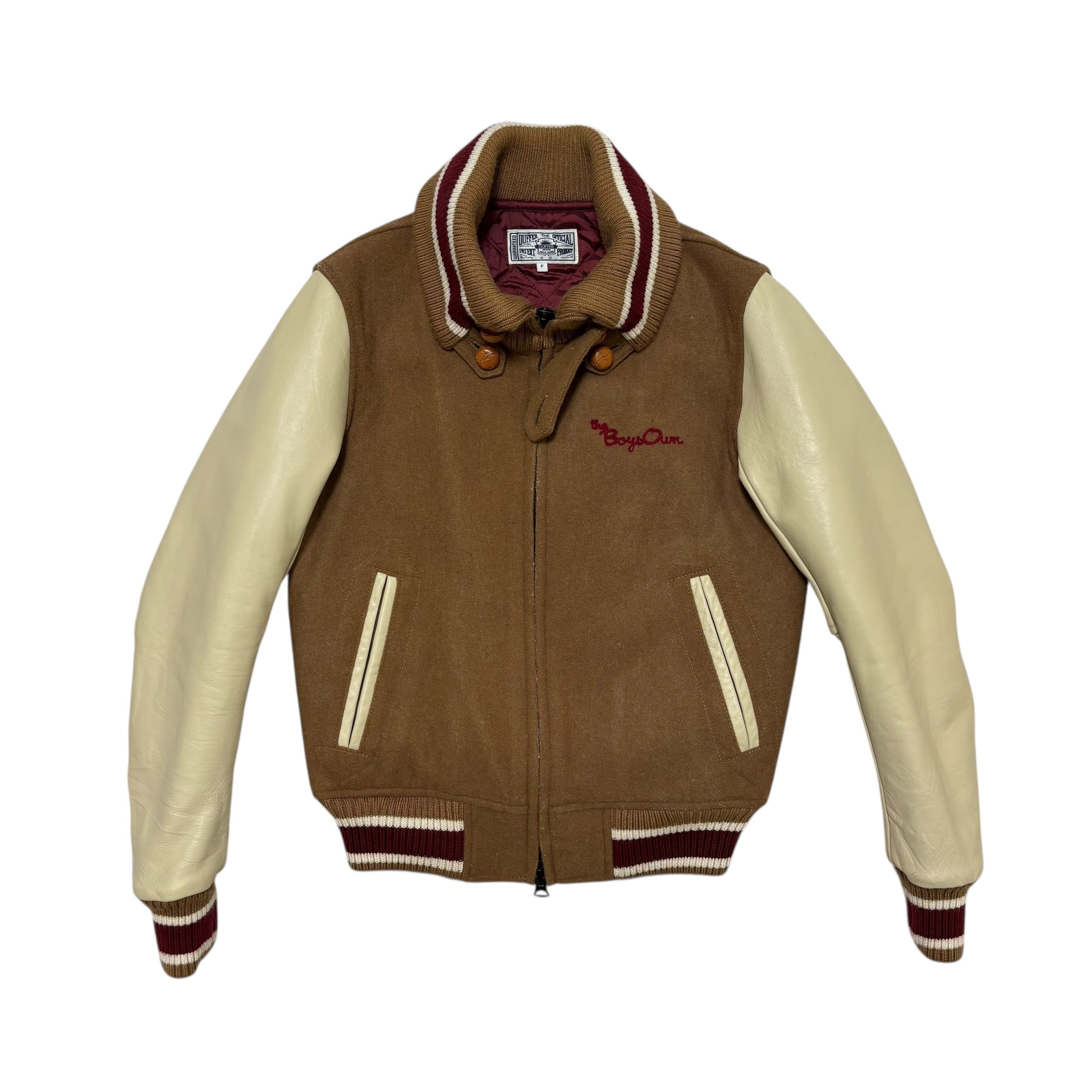 古着 ダファー DUFFER スタジャン バーシティジャケット クリーニング済み 袖本革 レディース Fサイズ 実寸M