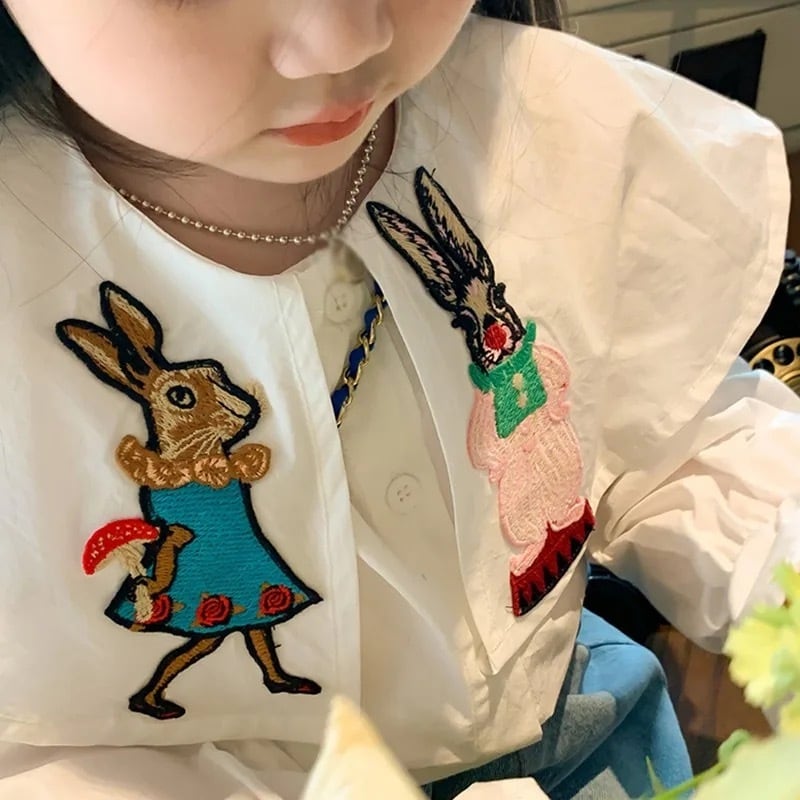 りあるうさぎさんブラウス うさぎさん刺繍のブラウス | armadio divertente