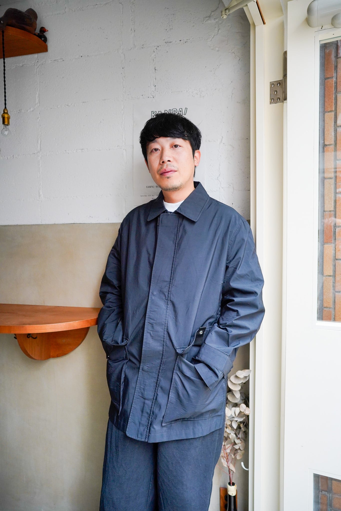 【1980s】"Yves Saint Laurent" 4-Pockets Polyester & Polyamide Half Coat / 6-335