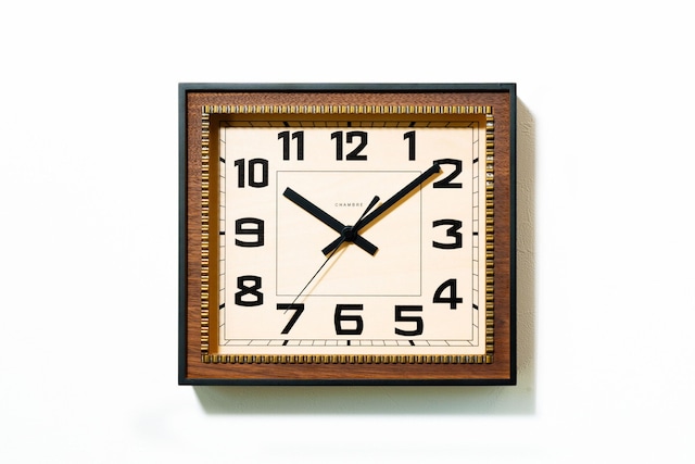 BRASS RECTANGLE CLOCK -WOODDIAL- / WALNUT