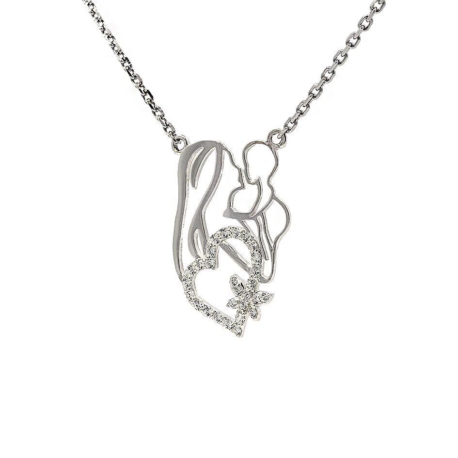 【親子ネックレス】SV925 ネックレス 親子ネックレス ペンダント シルバー SV925 キュービック モアサナイト 天然ダイヤモンド