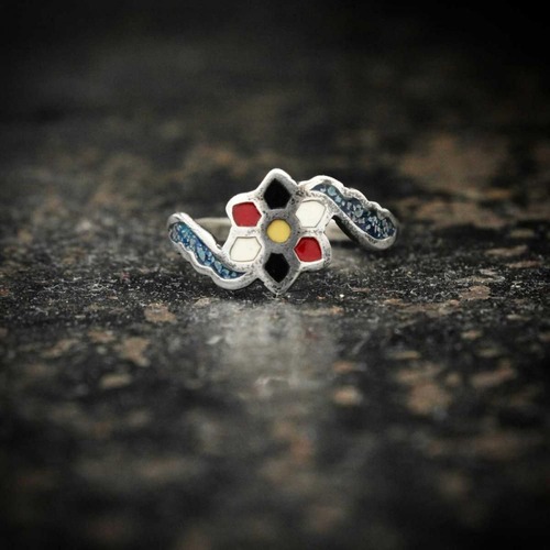 Vintage Taxco Mexico Silver Ring [TAXCO MEXICO STERLING] Hexagram Flower Design