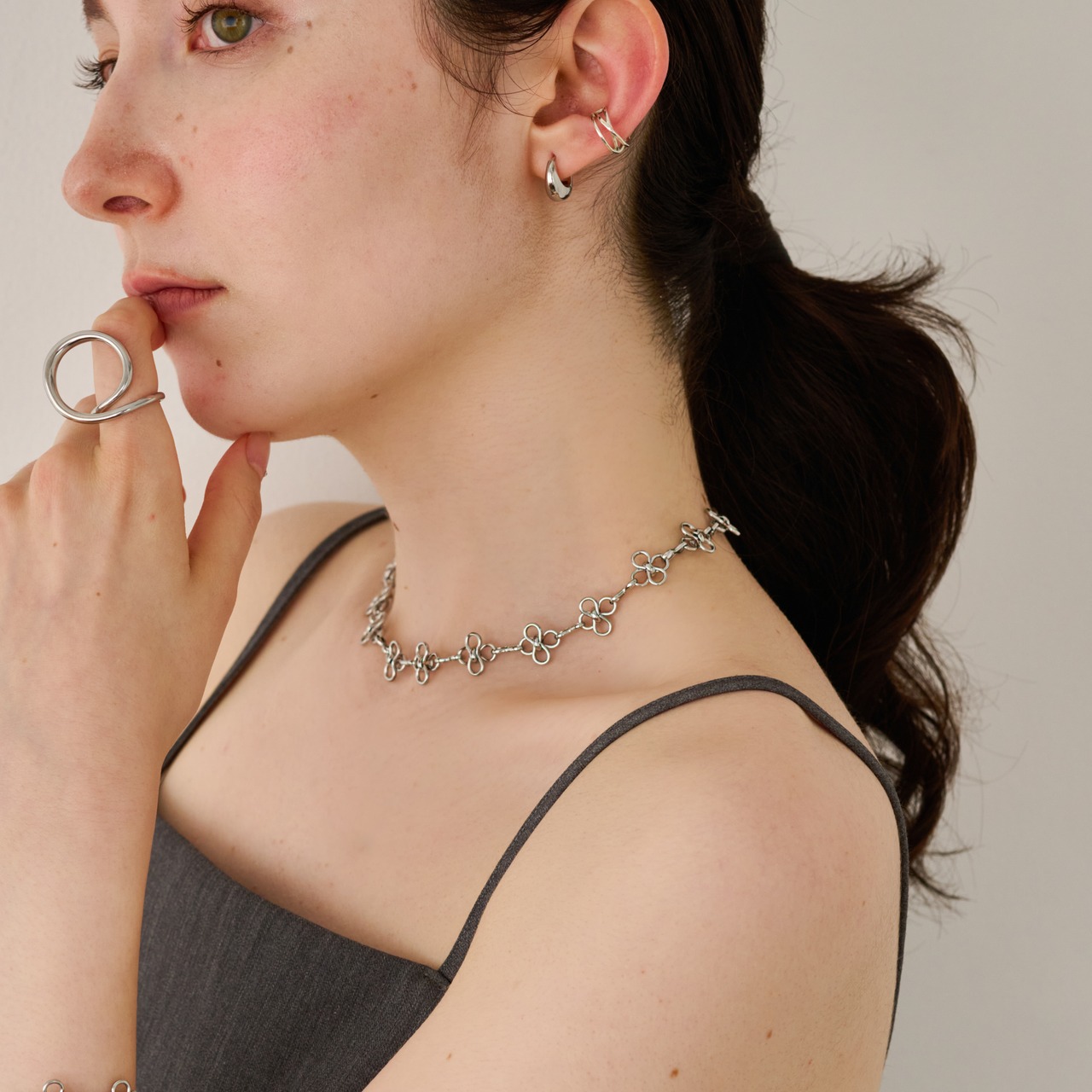 再入荷*stainless blossom choker necklace SN099