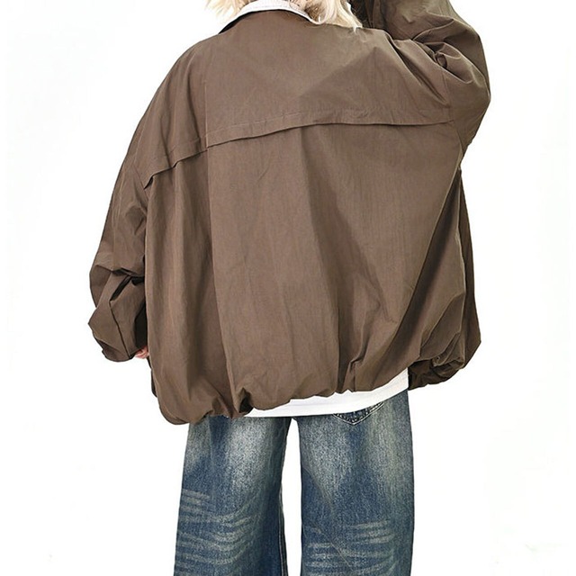 コントラストリブアクセントジップブルゾン 2col   R01445