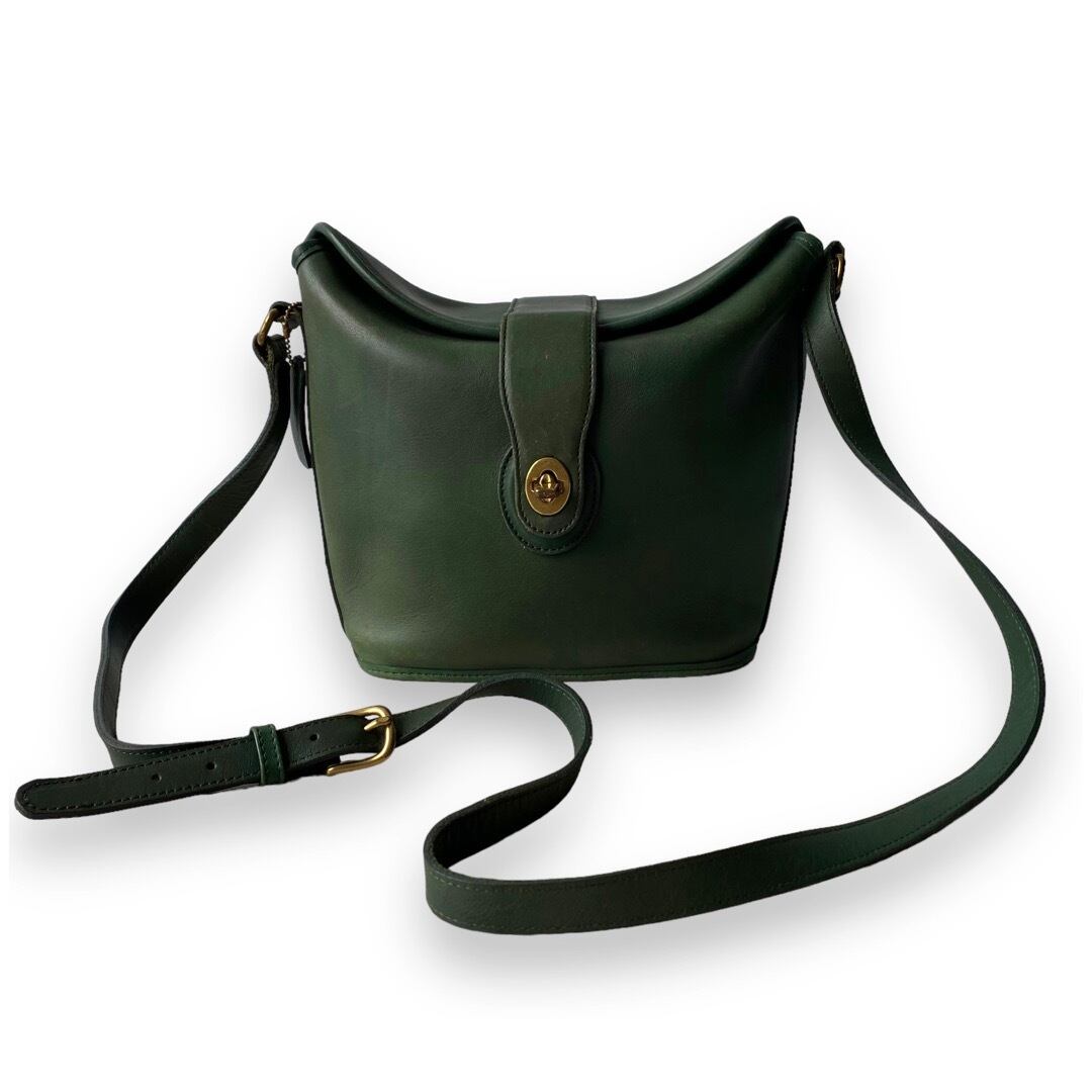 old COACH green leather shoulder bag