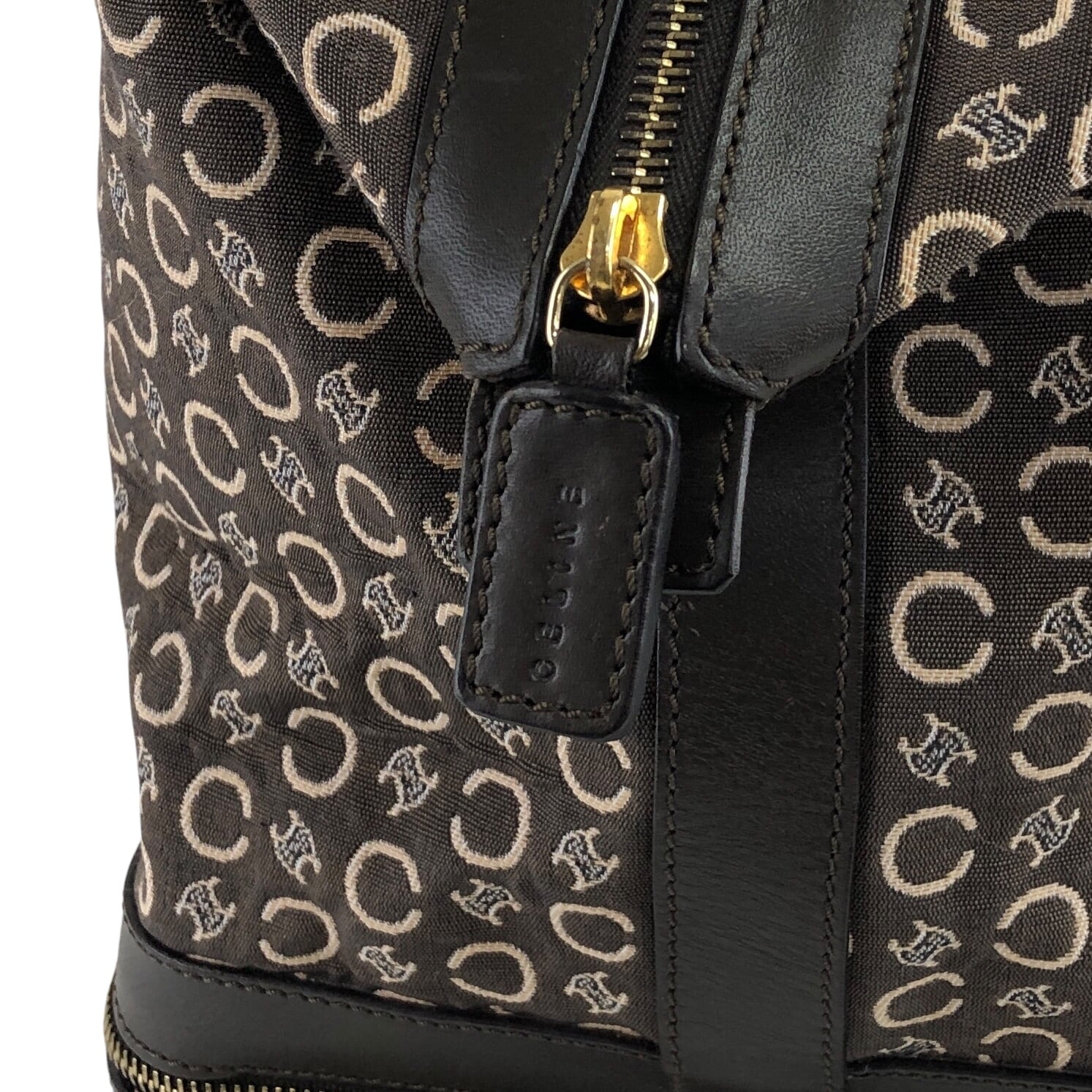 CELINE セリーヌ Cマカダム ボストンバッグ ブラウン ジャガード