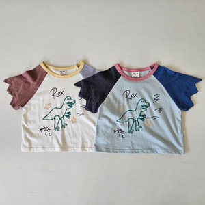 1st BLUE／Dinosaur raglan T