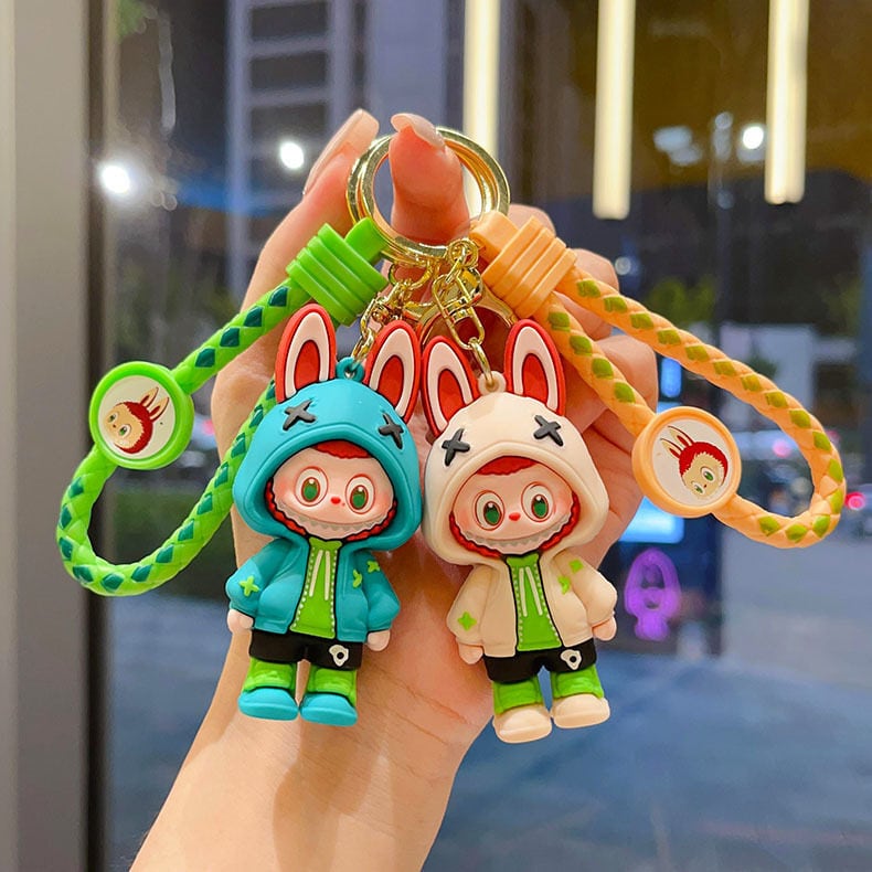 思わず集めたくなる!labubu ラブブ ソフトシリコンキーホルダー 立体的で可愛い 毎日持ち歩きたくなるストリート雑貨 5色全種類コンプリートしたくなる可愛さ