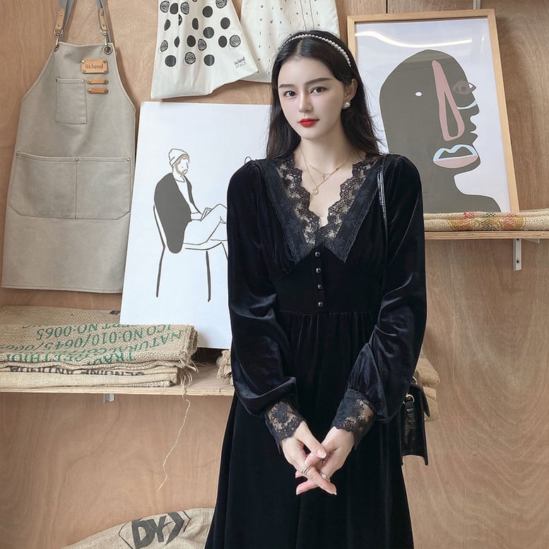 ベロアワンピース レディース 送料無料 ワンピース ドレス dress