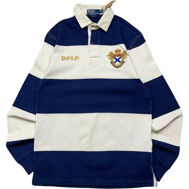 《S》 Ralph Lauren ラルフローレン ラガーシャツ 刺繍 ブルー ホワイト no.5208