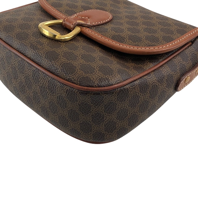 CELINE セリーヌ マカダム ショルダーバッグ ブラウン ホースシュー PVCレザー vintage ヴィンテージ オールド xmsrzd