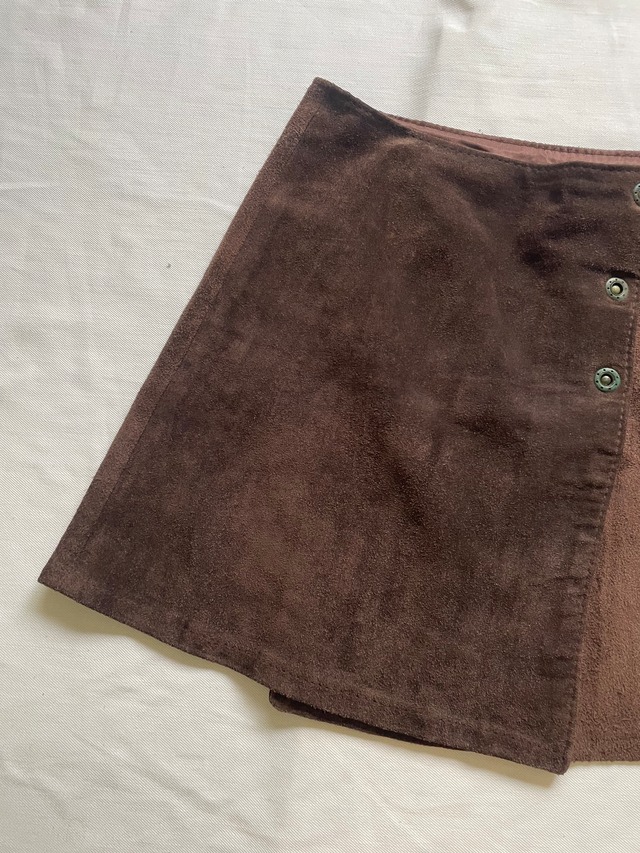 70s Italy "SITELLI" Suede Wrap Mini Skirt