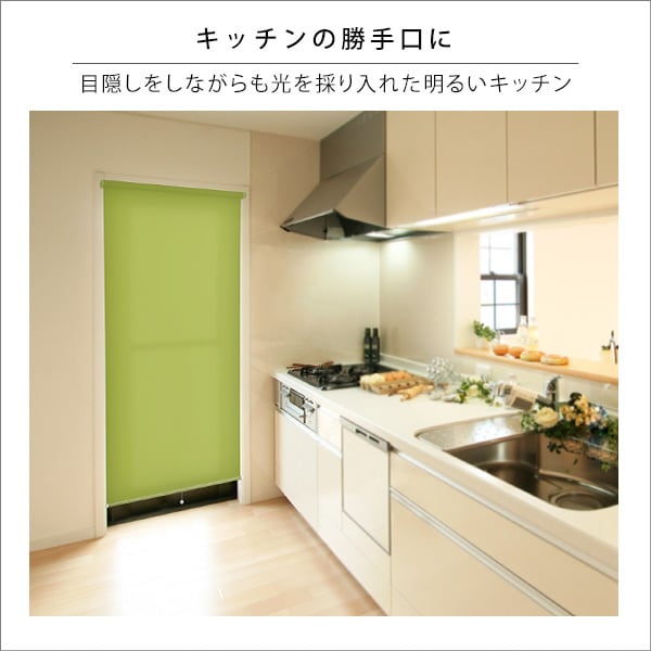 壁空け不要 つっぱりロールスクリーン 幅90cm 採光タイプ SH-16