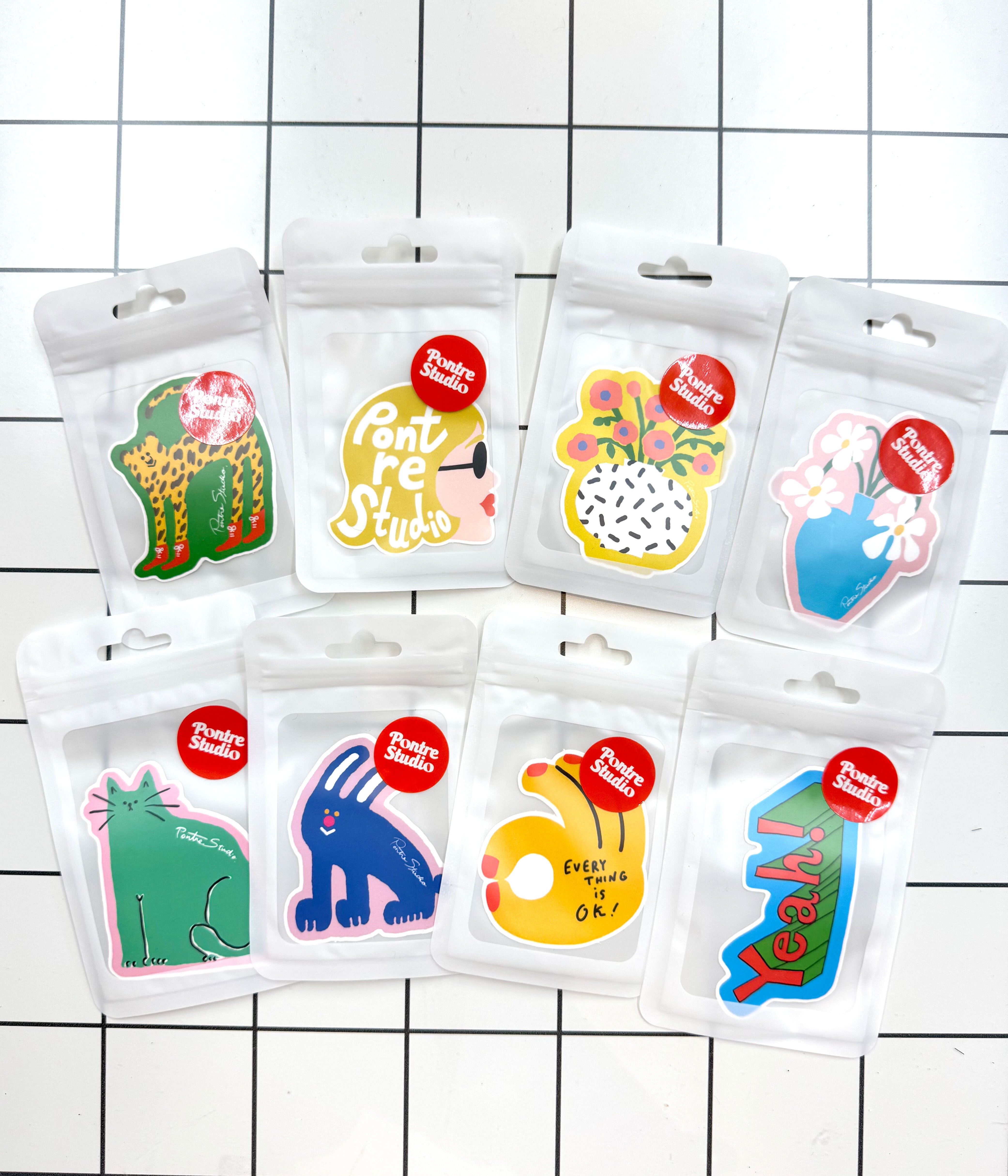 イラストステッカー 選べる4枚SET | Pontre Studio