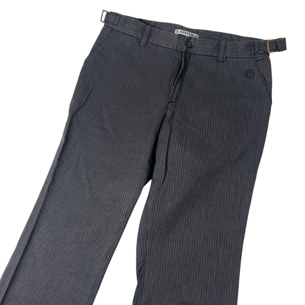 90s 00s vintage SABOTAGE サボタージュ サイドベルト ストライプ ワークパンツ W32/グレー/ミリタリー