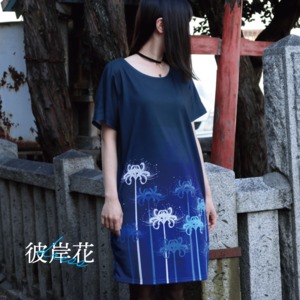 Tシャツワンピース◆青い彼岸花◆