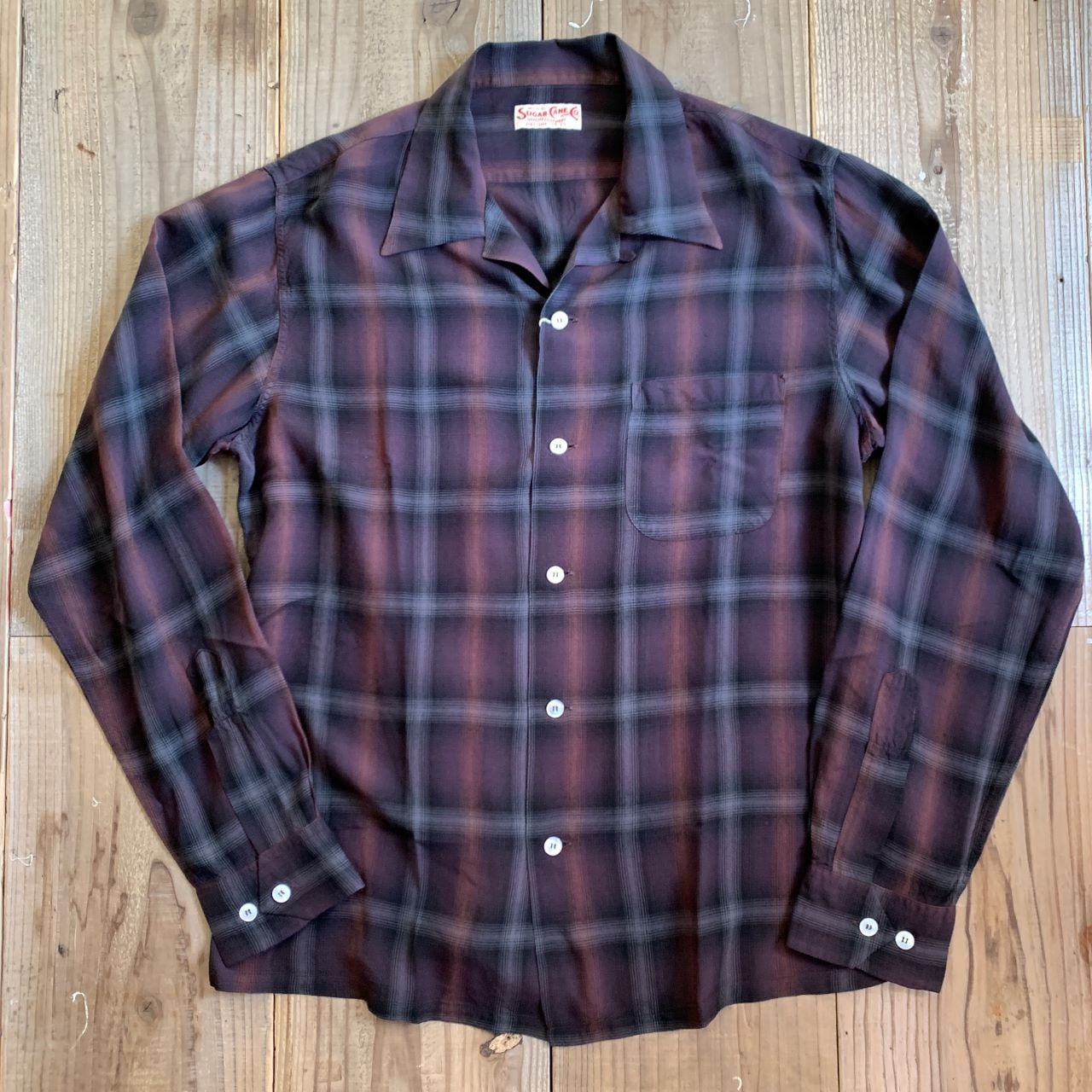 SUGAR CANE RAYON OMBRE CHECK OPEN SHIRT | Jeans Shop 3rd Down