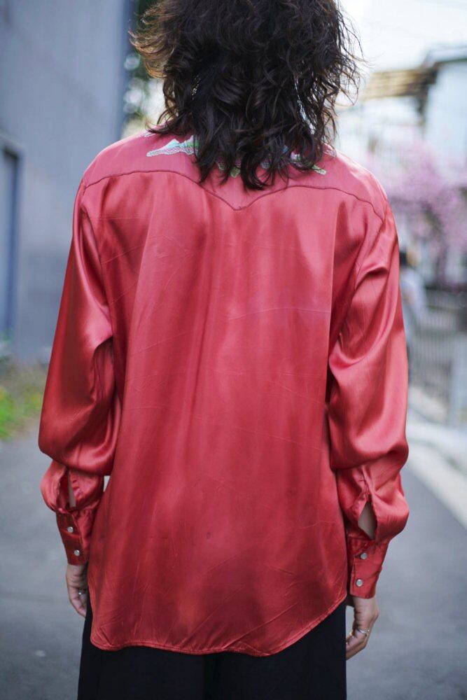 Vintage Rayon Satin Western Shirt [1970s] Vintage Rayon Satin