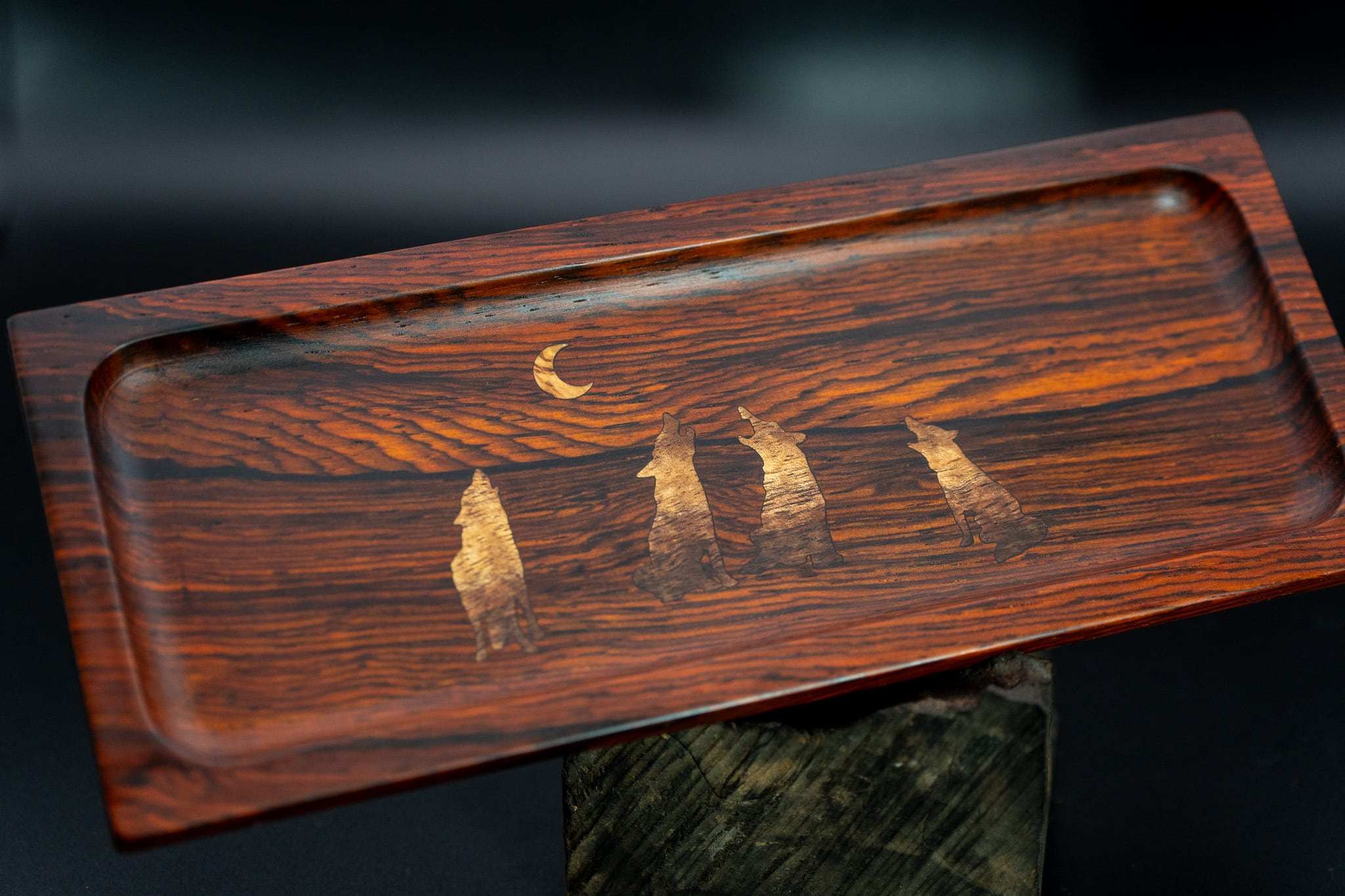 【 エスニックなローズウッド 】ココボロ ペントレイ 象嵌 月に吠える