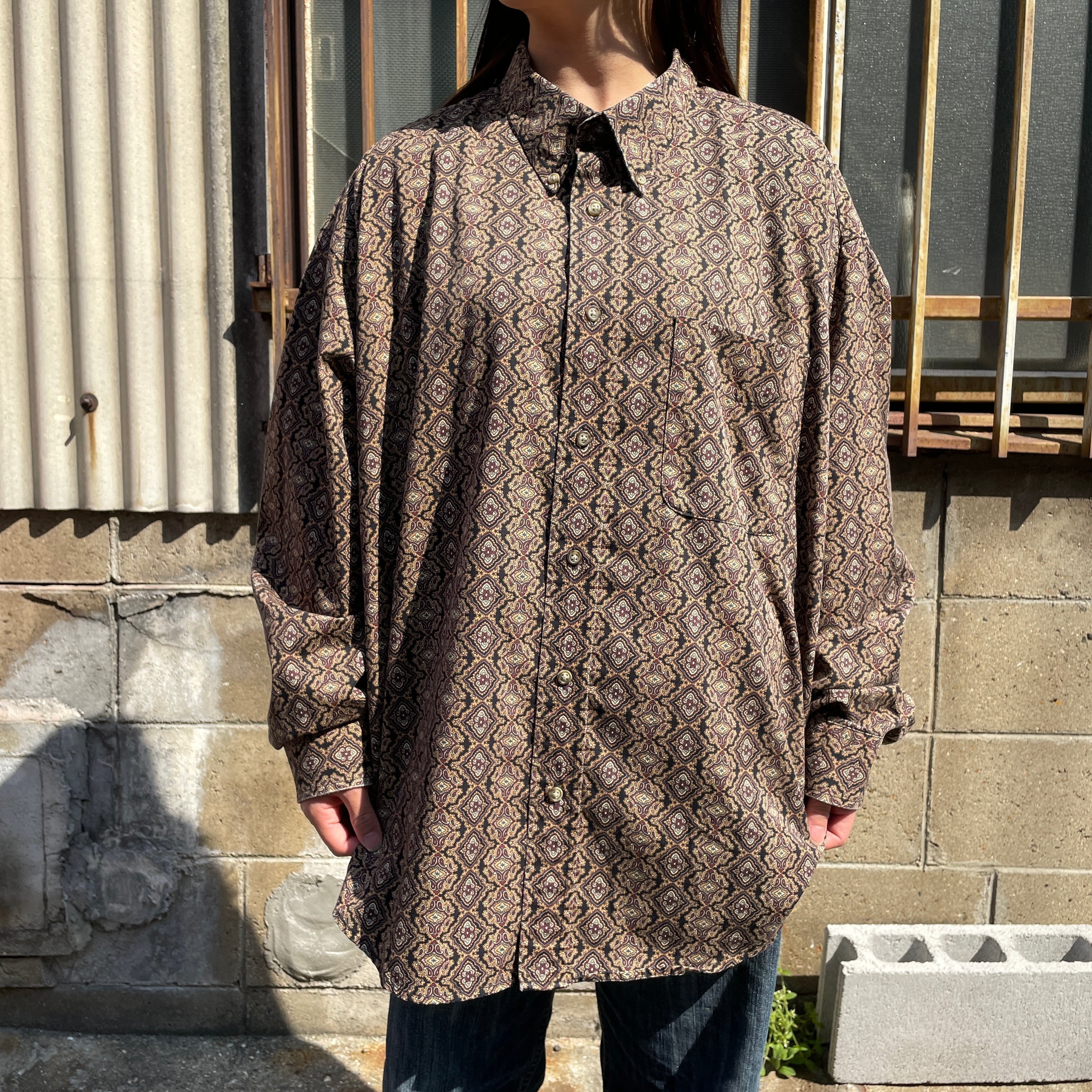 ビッグサイズ NATURAL ISSUE 長袖 ペイズリー柄 総柄シャツ メンズ2XL ...