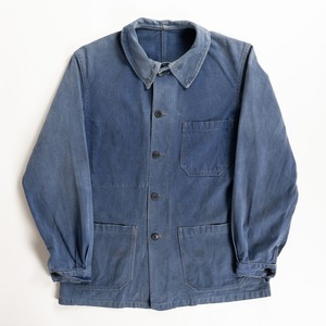 1950s "GEFADI" French Faded Blue Cotton Twill Work Jacket