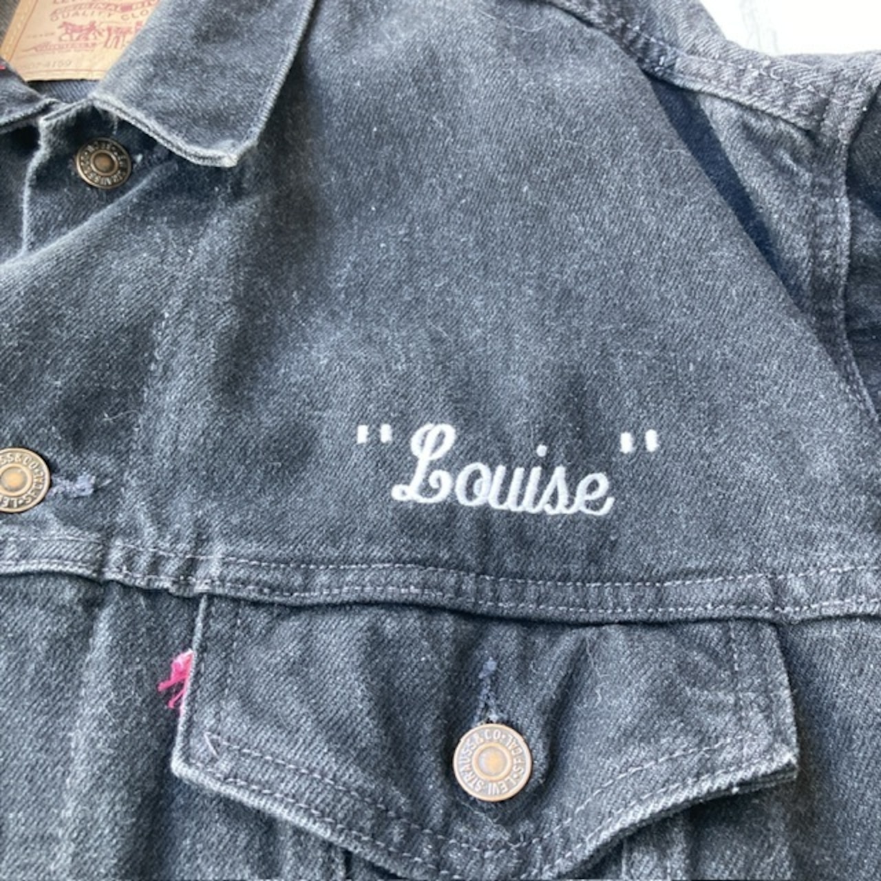 Levi's 70507 USA製 ブラックデニムジャケット 刺繍カスタム 画像5