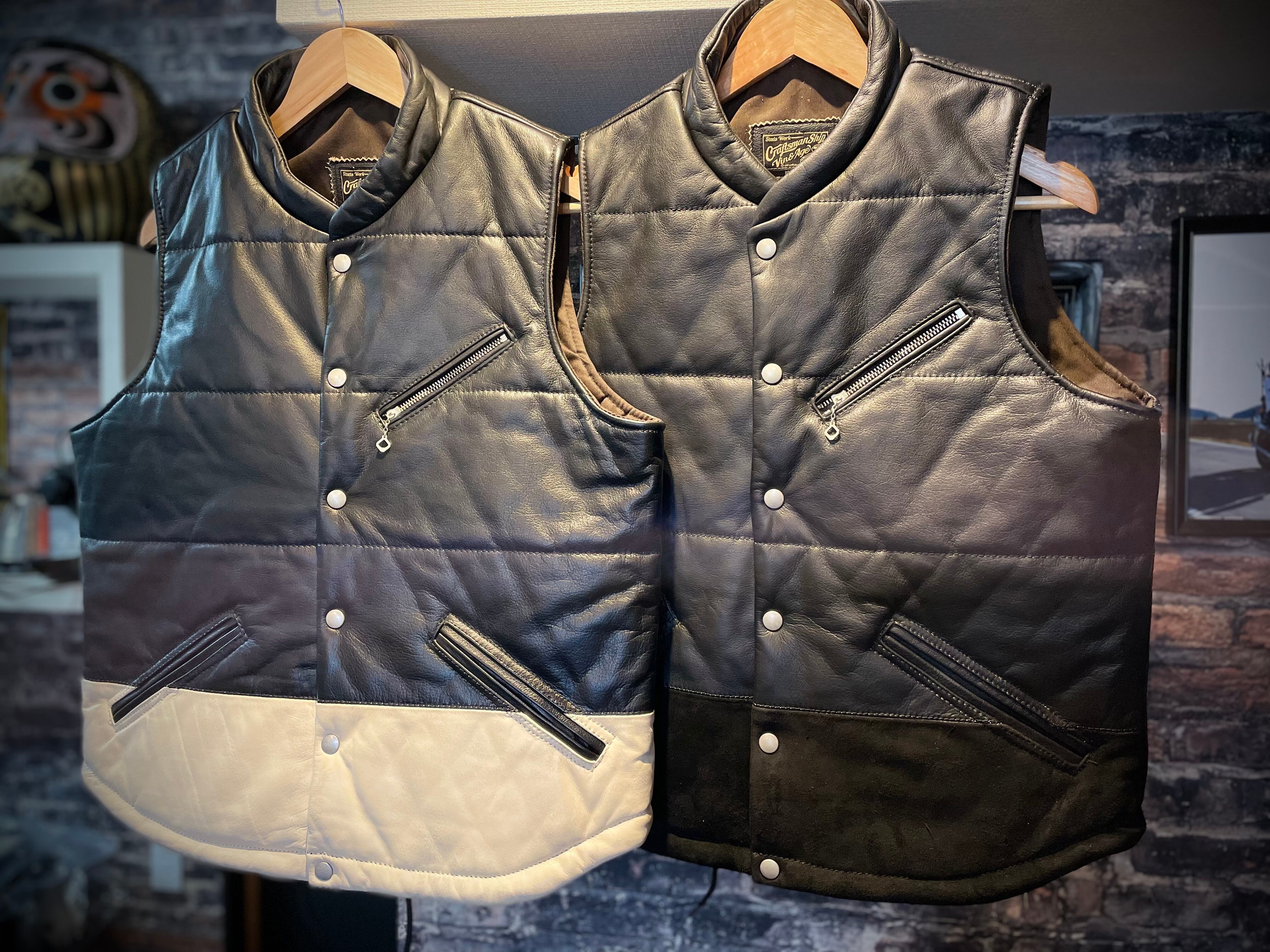 Vin&Age（ヴィン＆エイジ）【TYPE VLJ6 Naughty Leather Vest】 レザーベスト ナーティーベスト エイジング加工  高機能保温中綿 カウハイド/バッファローレザー | Frog-Amulet