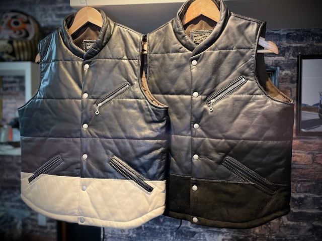 Vin&Age（ヴィン＆エイジ）【TYPE VLJ6 Naughty Leather Vest】 レザーベスト ナーティーベスト エイジング加工 高機能保温中綿 カウハイド/バッファローレザー