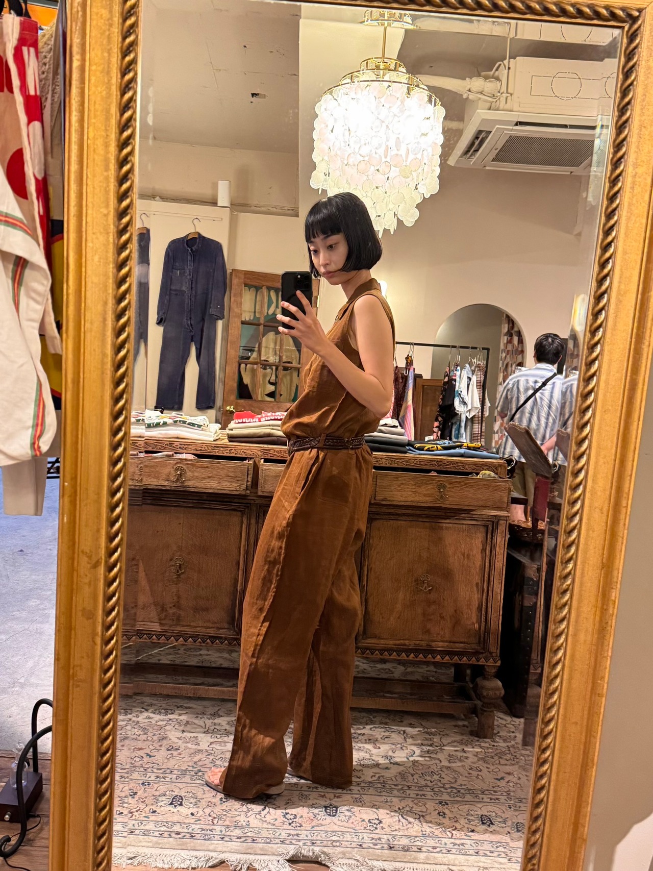 Max Mara made in Italy ブラウンリネンオールインワン