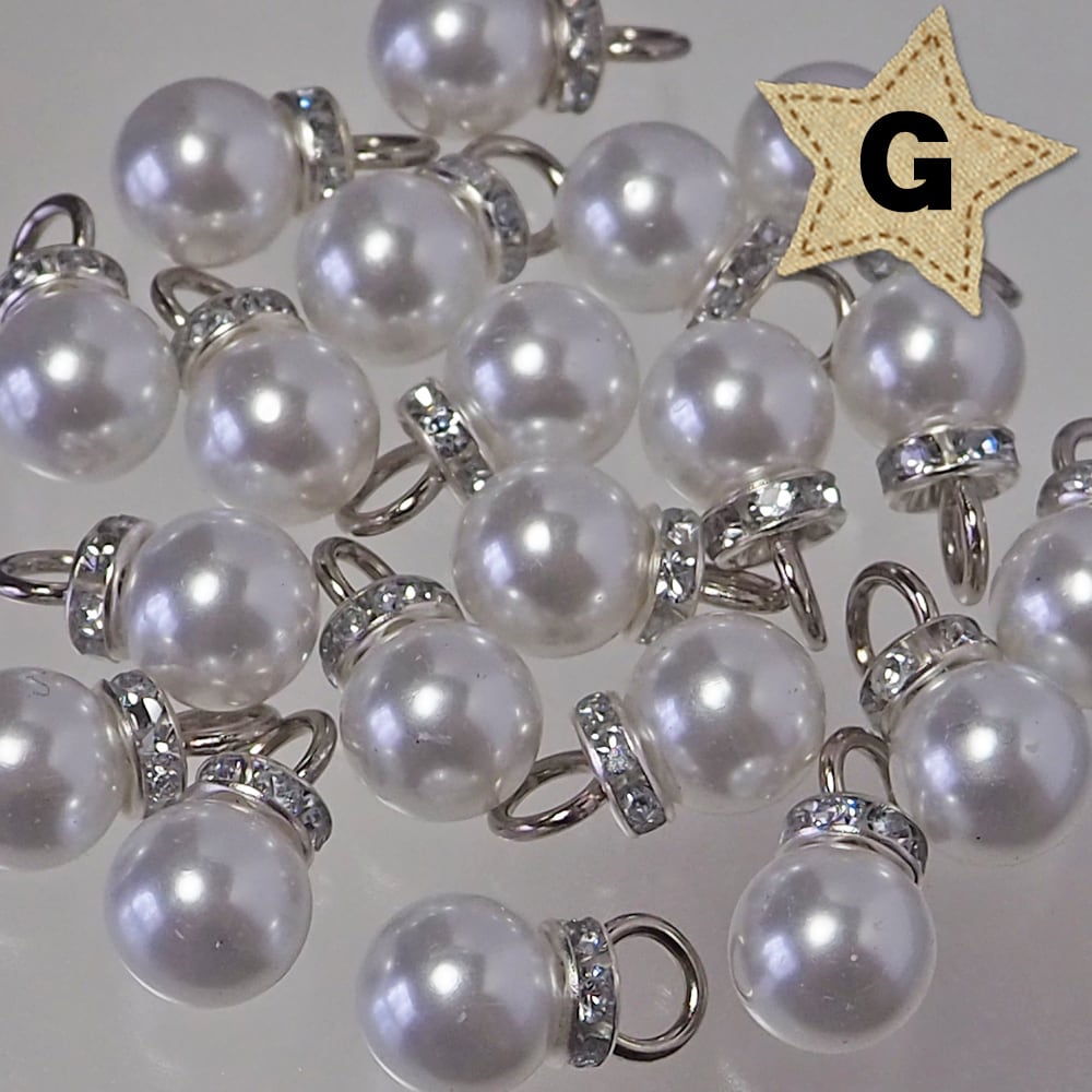 20個セット】10mm ロンデル カン付き パール チャーム 白 オフ