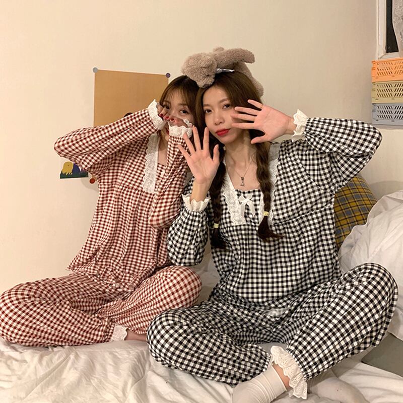 レース格子柄スプリング ロング 大人ガーリー スウィート キュート カジュアル 春物 スクウェア 萌量不足63912023152