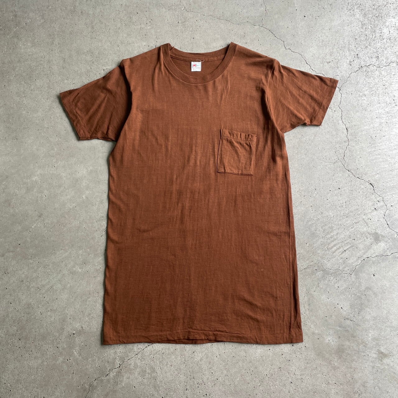 70年代 KMART シングルステッチ 無地 耳付き ポケットTシャツ ブランク