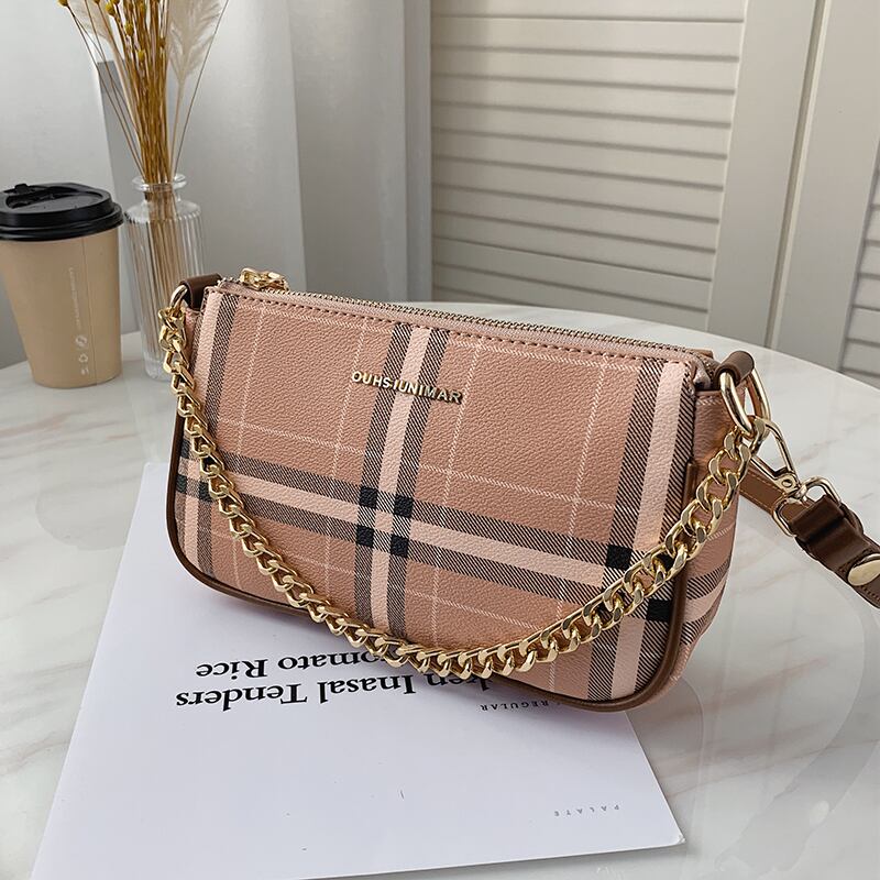 チェーンスモールバッグメス2020人気の新しいトレンディなファッションチェック柄シングルショルダーアンダーアームバッグネットレッドメッセンジャースモールスクエアバッグ Tiancai_Wing_Bag55056966091