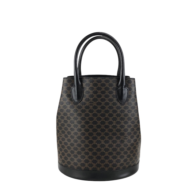 CELINE セリーヌ マカダム ハンドバッグ ブラック ブラゾン型押し PVC トートバッグ vintage ヴィンテージ オールド ypkjyr