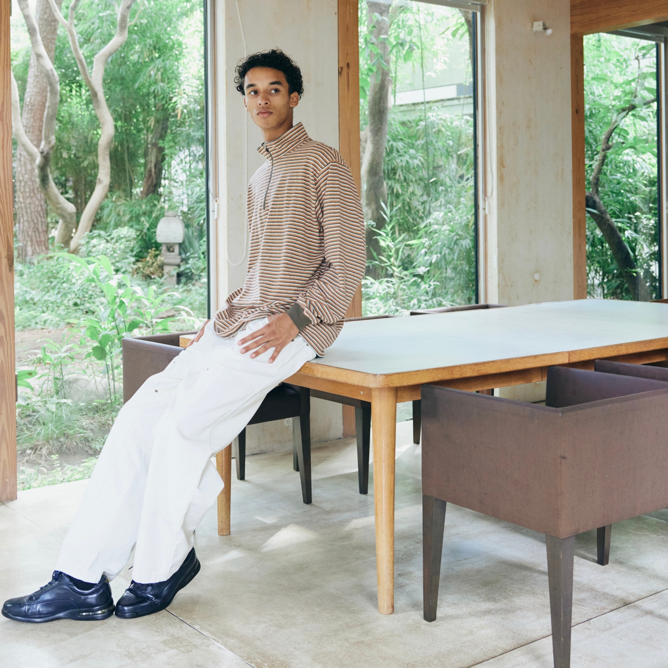 MULTI BORDER L/S STAND ZIP ORANGE