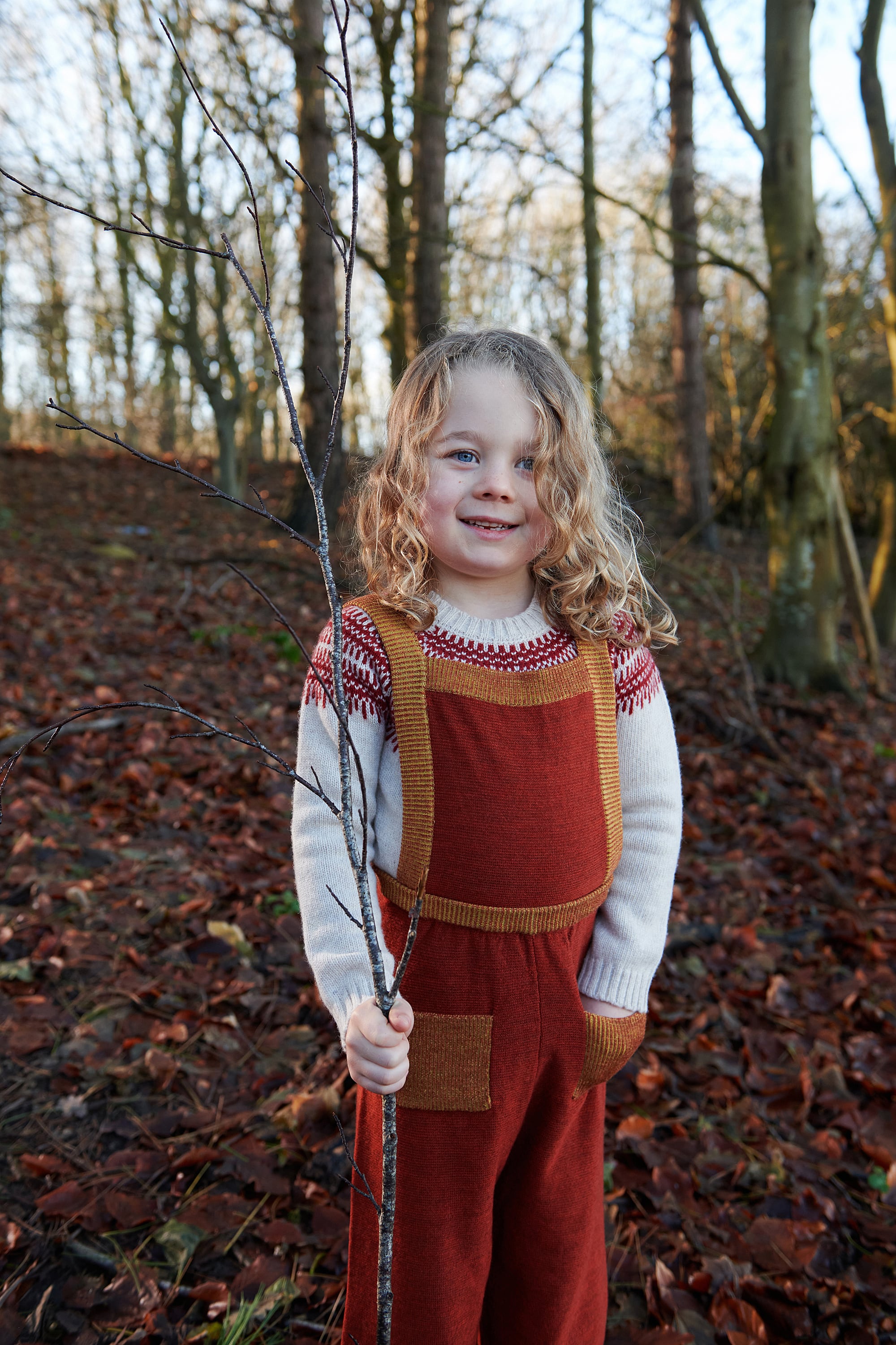 残り1点(4-5y)Knit Planet / Pocket Dungarees / CARAMEL | HAKONIWA 