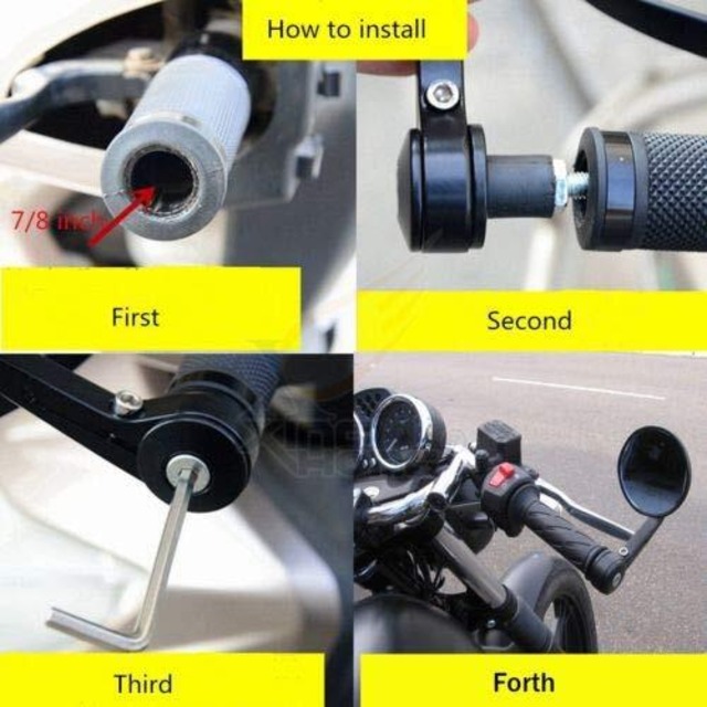 【在庫処分】Karun バイクミラー バーエンドミラー バーエンド バイク ミラー アルミ製 カスタム 左右セット バイク用 丸型 凸面 取り付け簡単 角度調整 広い視野 耐久性 通用 ミラー ブラック