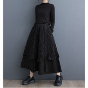 レイヤードデザイン フレアスカート 00086