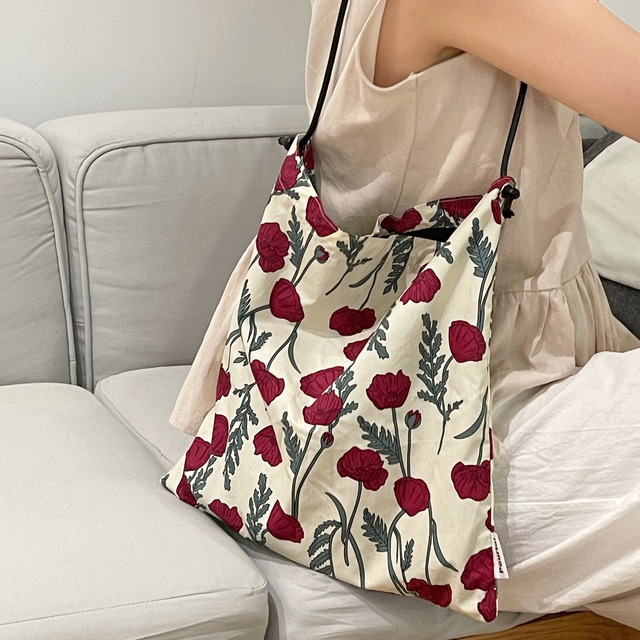 Floral Pattern Retro Bag（花柄プリントバッグ）b024