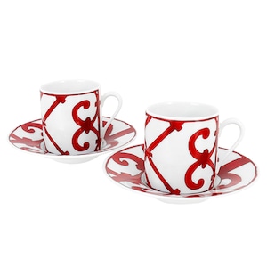 New HERMES エルメス コーヒーカップ&ソーサー ガダルキヴィール ホワイト ルージュ 小物 食器 新品