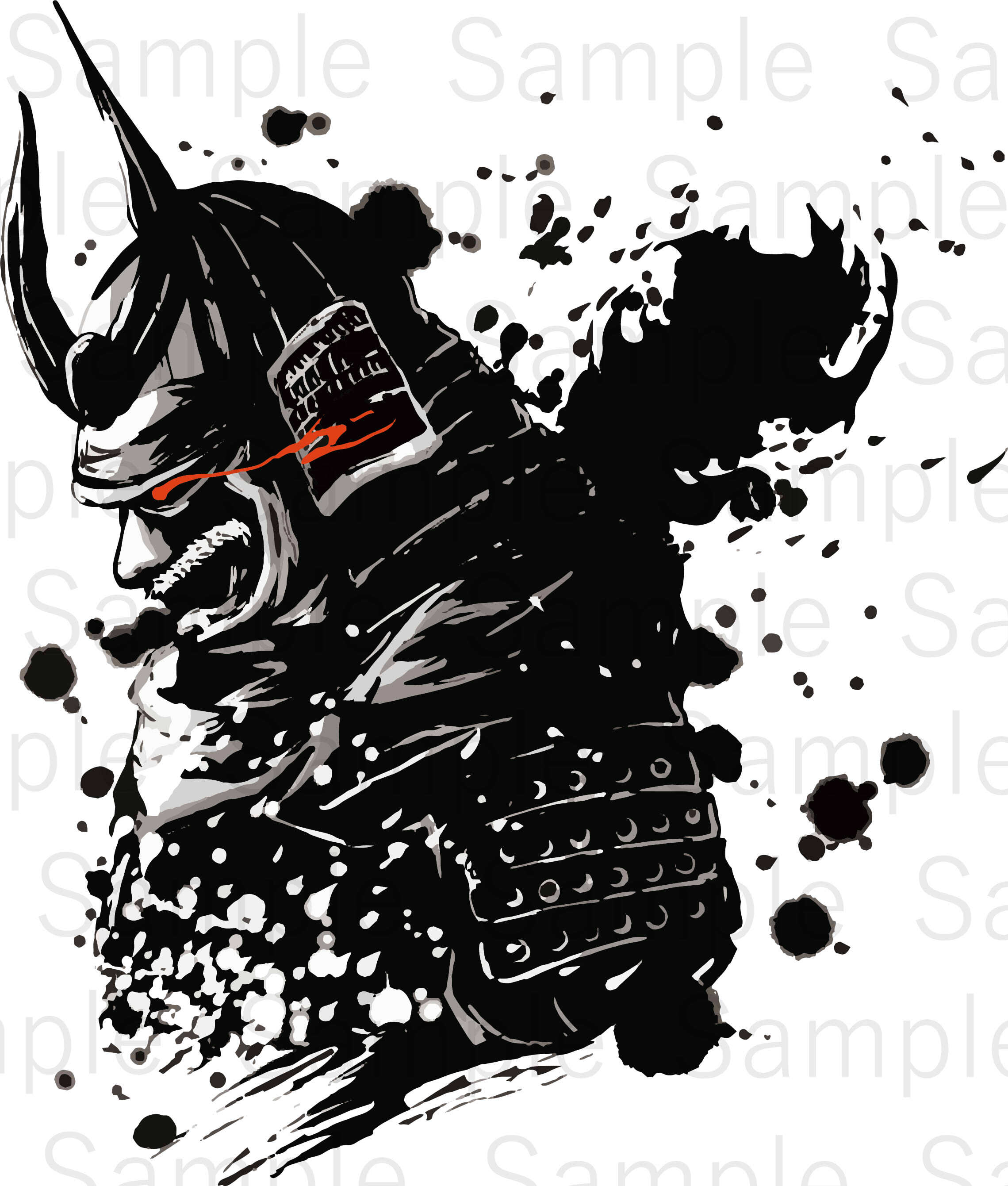 武士の鎧影（Armored Profile） | デジタル墨絵処（Digital Sumi-e