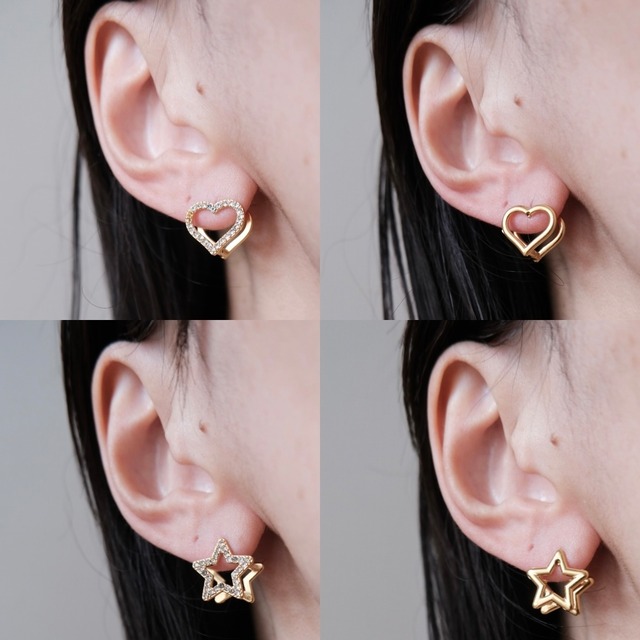 リバーシブルジルコニアピアス（ハートorスター）