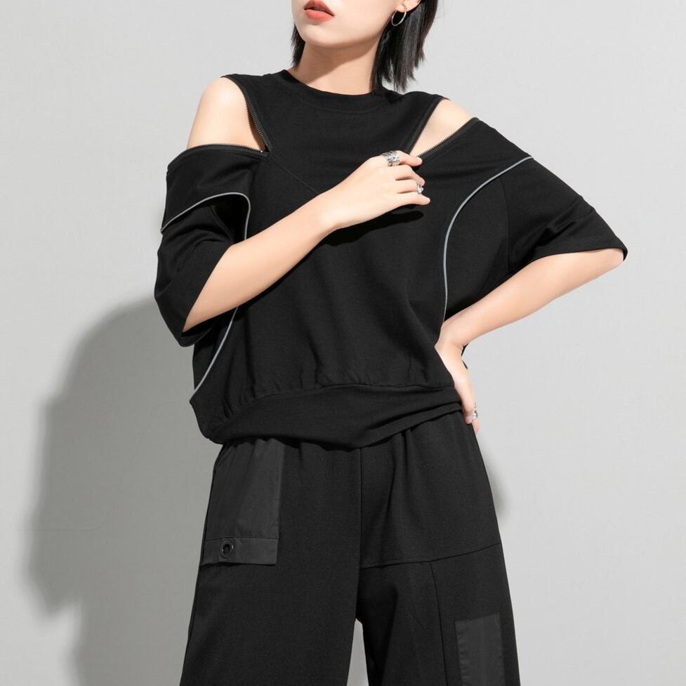 zip shoulder tops / l0639